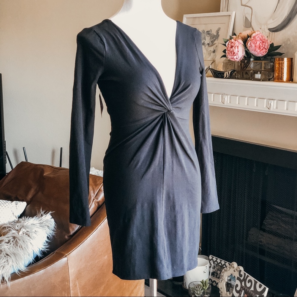 Nasty Gal Black Twist Front Mini Dress